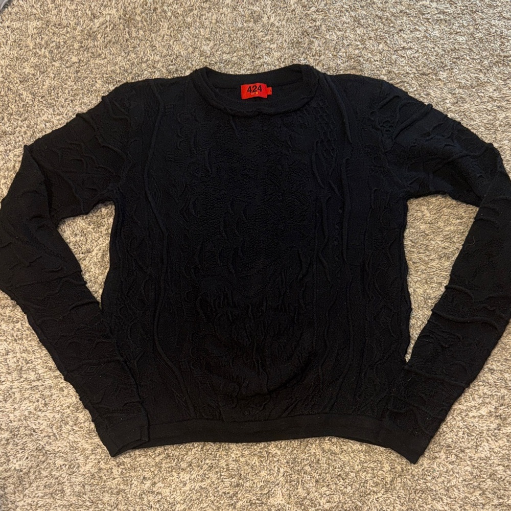 424 COOGI LIMITED EDITION Black Friday 2017 Collab Crewneck Cable Knit Sweater